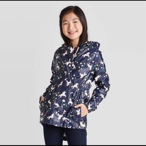 Kids XL Cat & Jack rainbow and unicorn rain jacket. Gently worn.